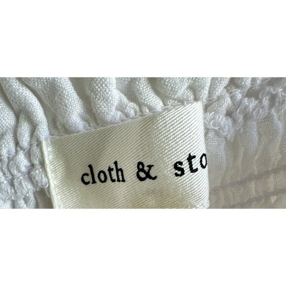 Cloth‎ and Stone White Smocked Linen Blouse Womens Medium Evereve New - Picture 6 of 6